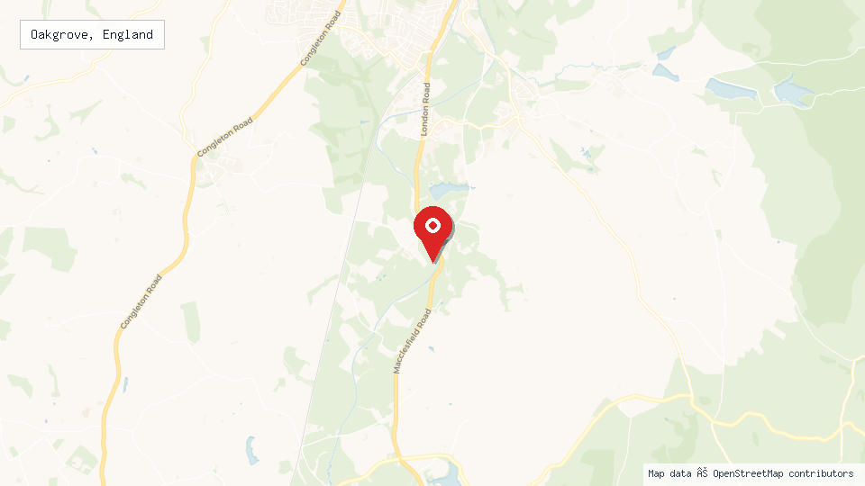 Street map of Oakgrove, England with location pin
