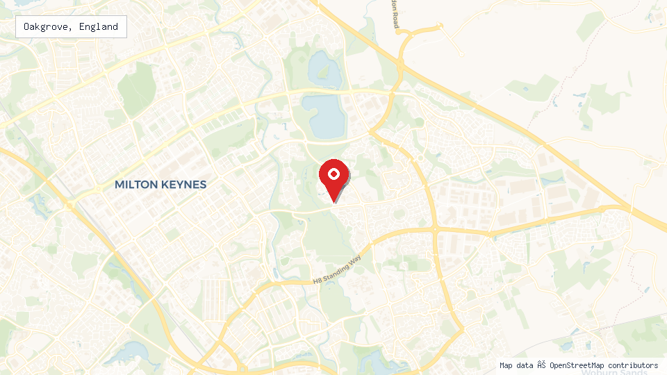 Street map of Oakgrove, England with location pin