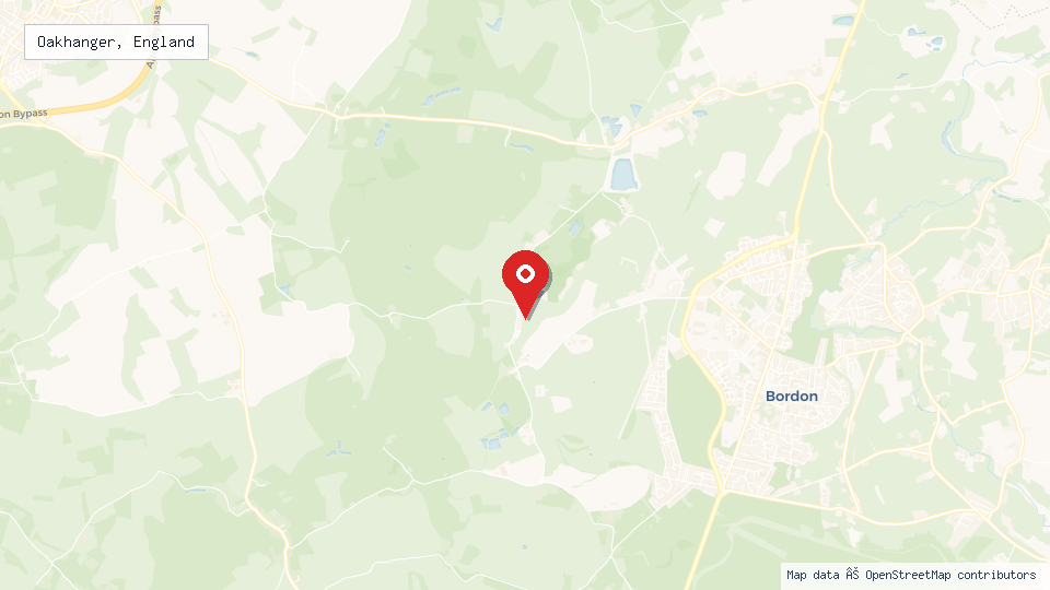 Street map of Oakhanger, England with location pin