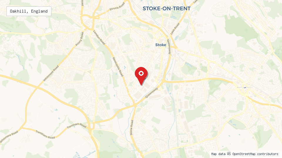 Street map of Oakhill, England with location pin