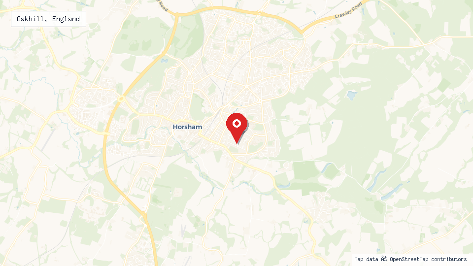 Street map of Oakhill, England with location pin