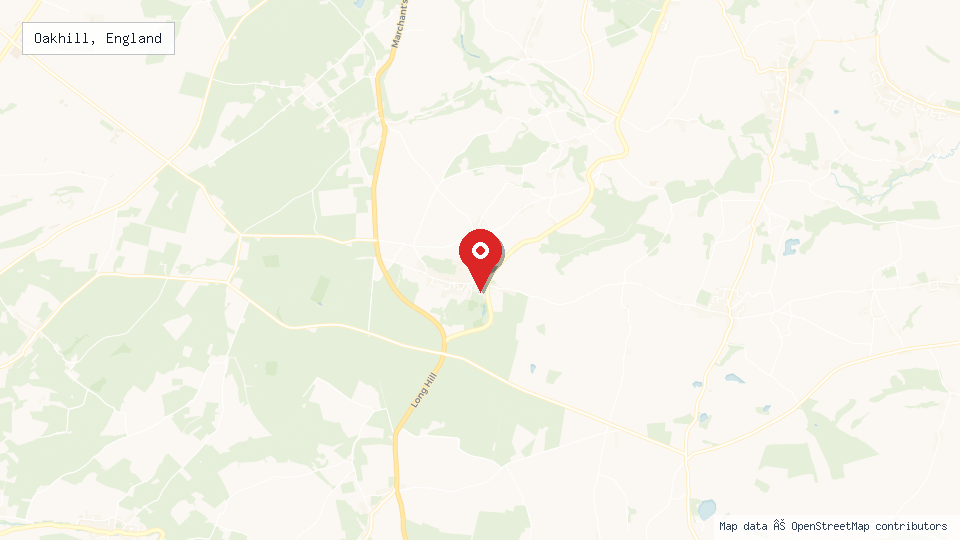 Street map of Oakhill, England with location pin
