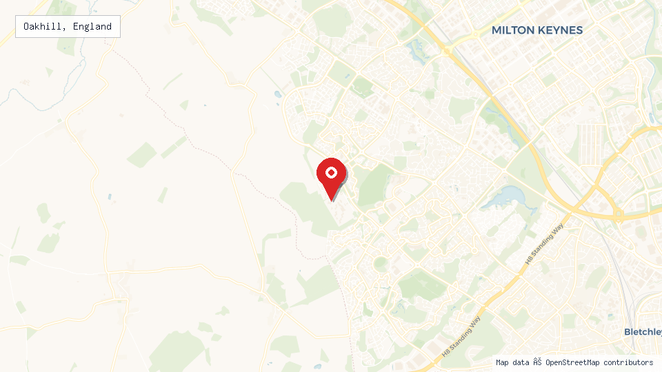 Street map of Oakhill, England with location pin