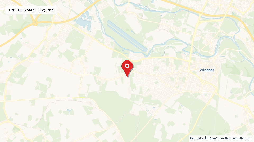 Street map of Oakley Green, England with location pin