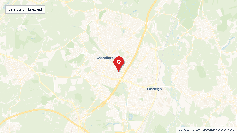 Street map of Oakmount, England with location pin
