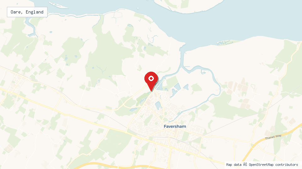 Street map of Oare, England with location pin