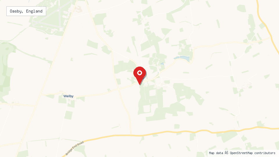 Street map of Oasby, England with location pin