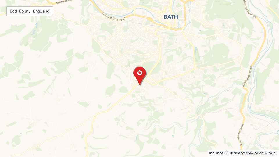 Street map of Odd Down, England with location pin