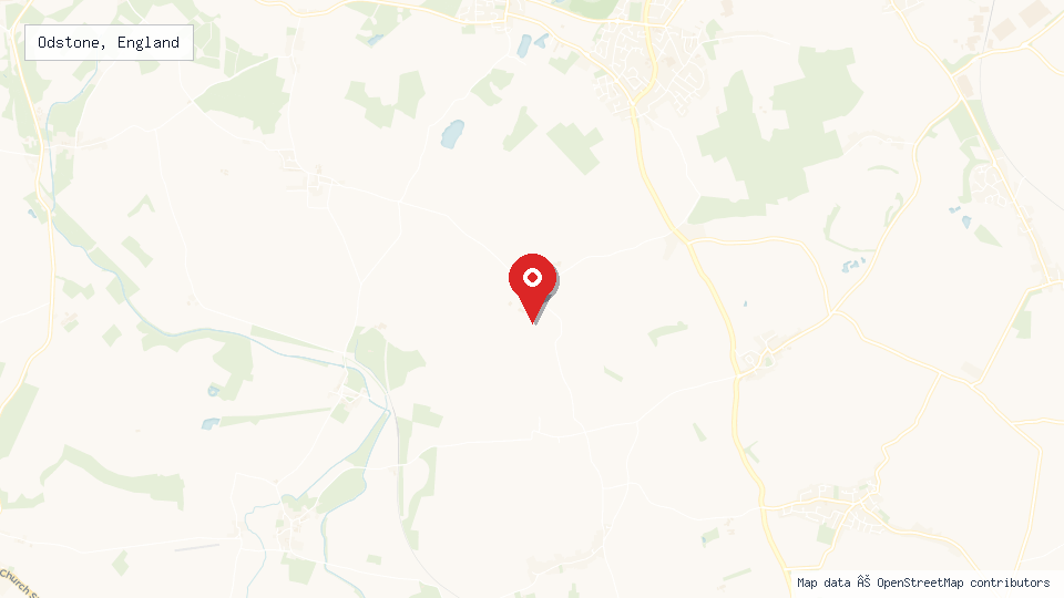 Street map of Odstone, England with location pin