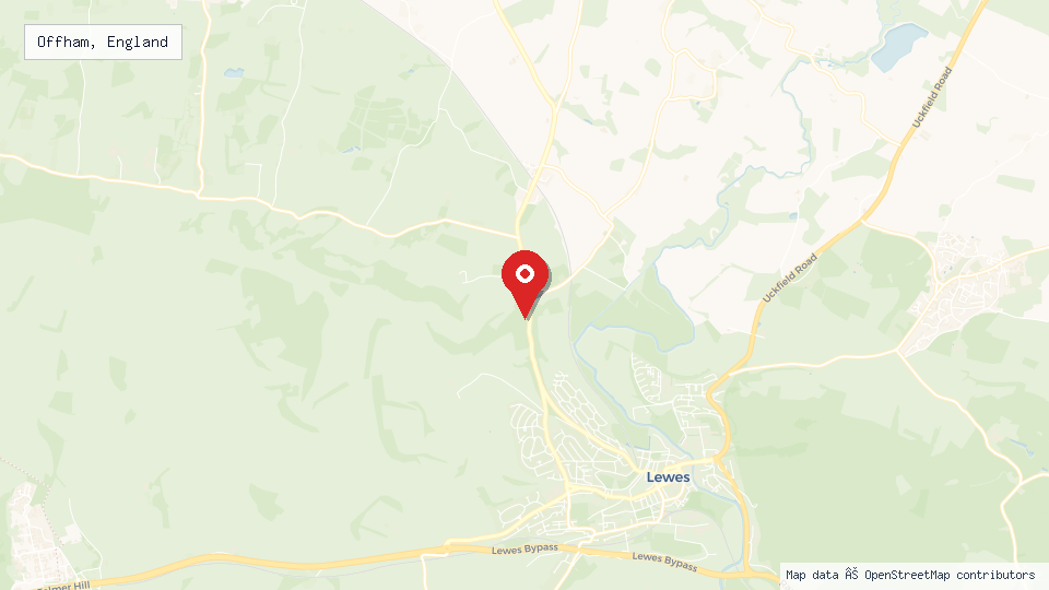 Street map of Offham, England with location pin
