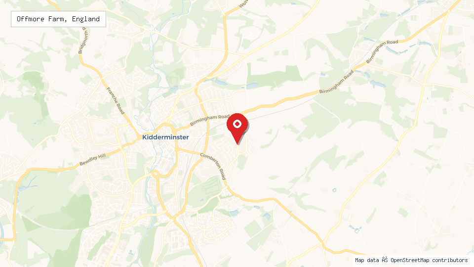 Street map of Offmore Farm, England with location pin