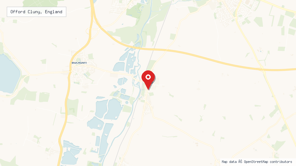 Street map of Offord Cluny, England with location pin