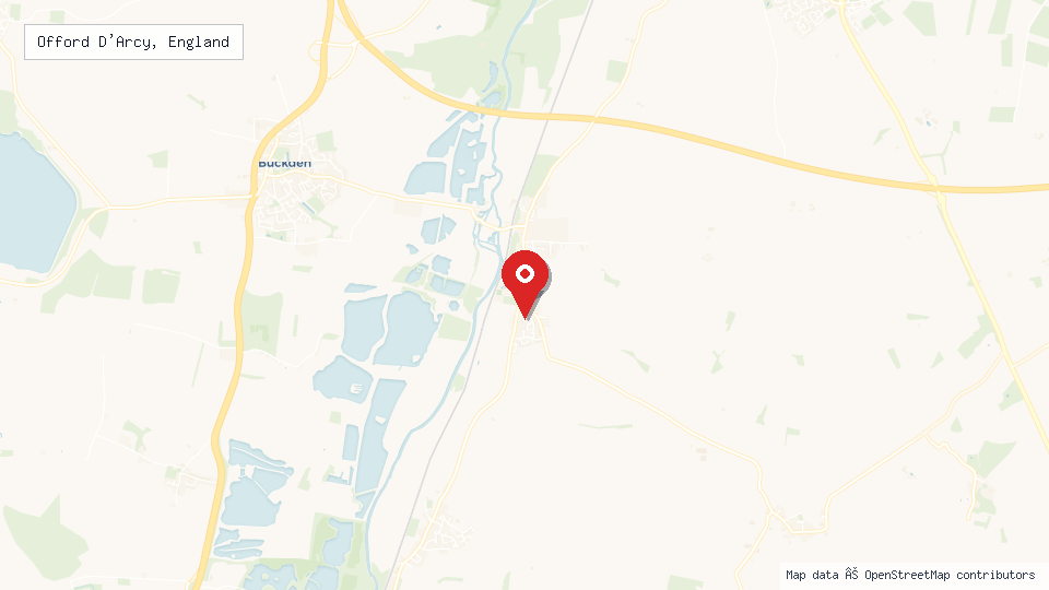 Street map of Offord D'Arcy, England with location pin