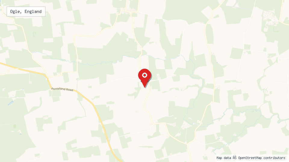 Street map of Ogle, England with location pin