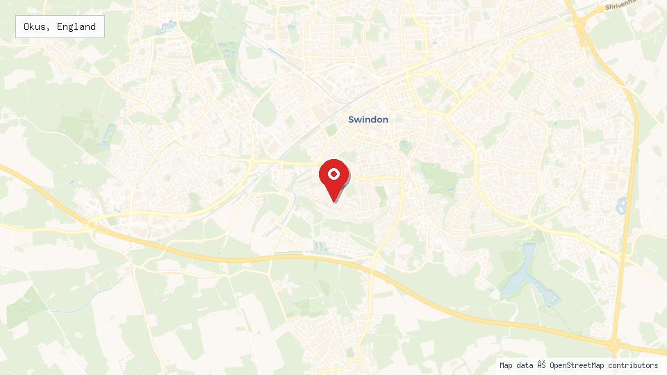 Street map of Okus, England with location pin