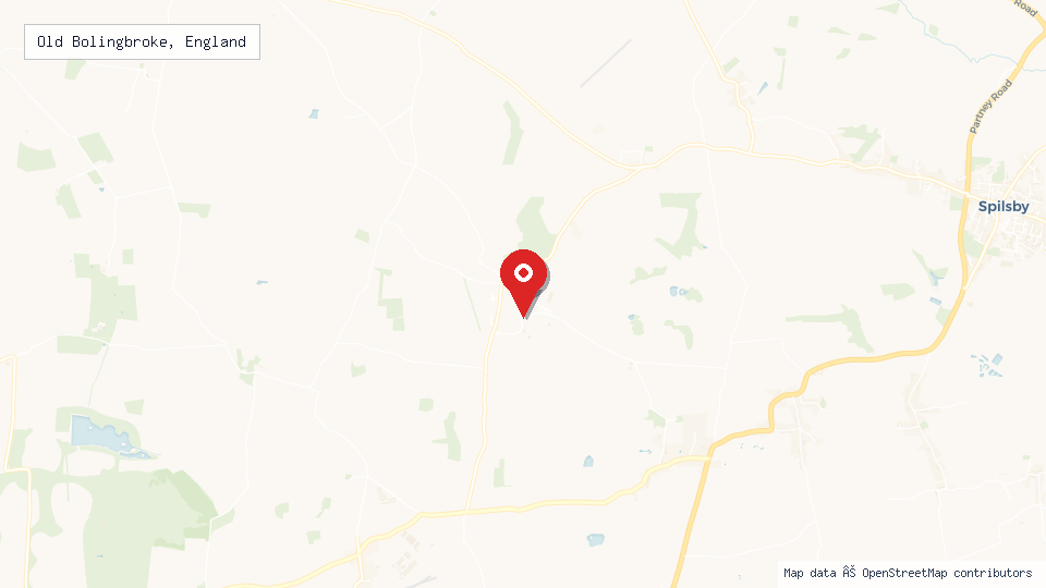 Street map of Old Bolingbroke, England with location pin