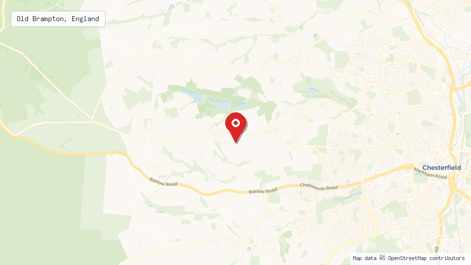 Street map of Old Brampton, England with location pin