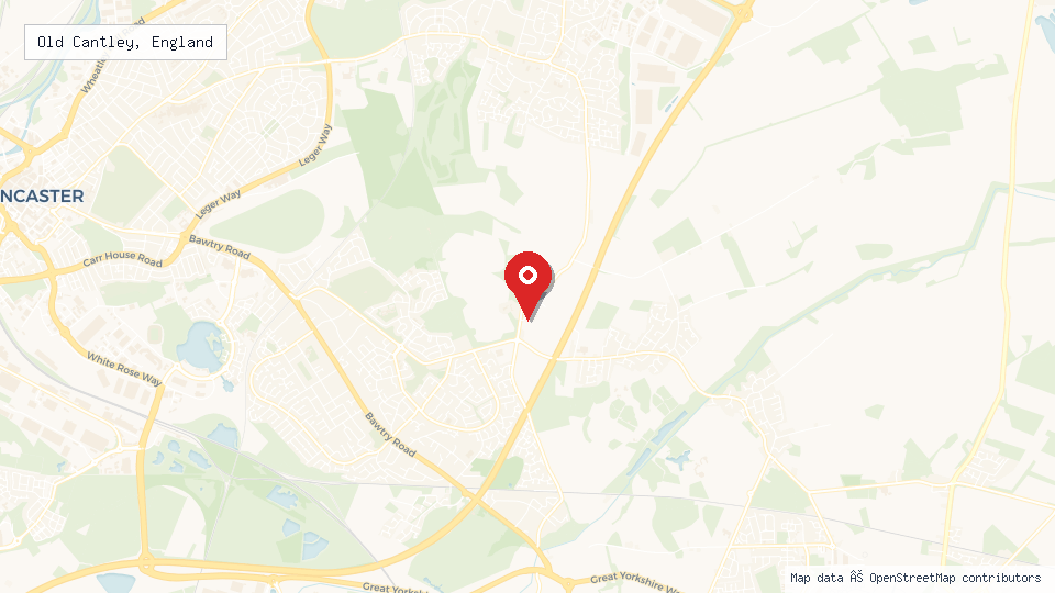 Street map of Old Cantley, England with location pin