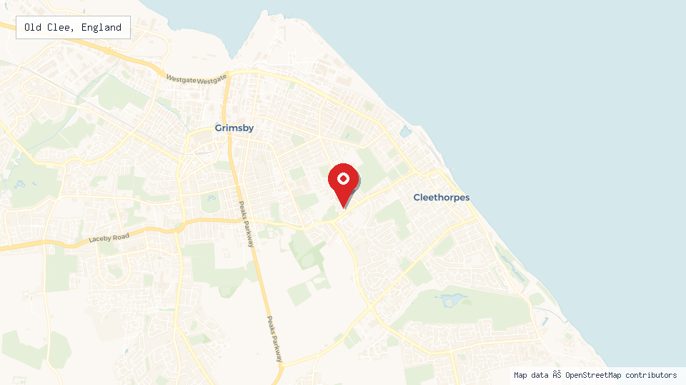 Street map of Old Clee, England with location pin