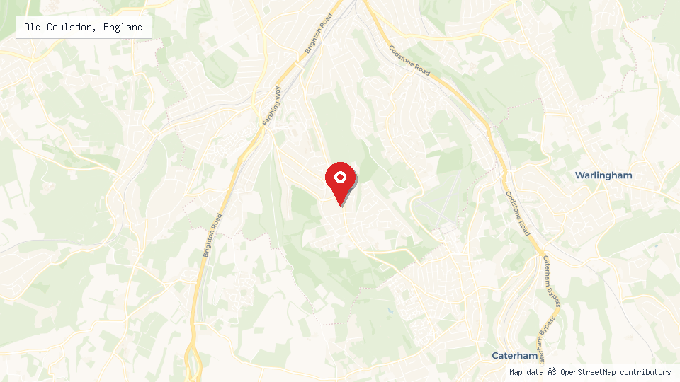 Street map of Old Coulsdon, England with location pin