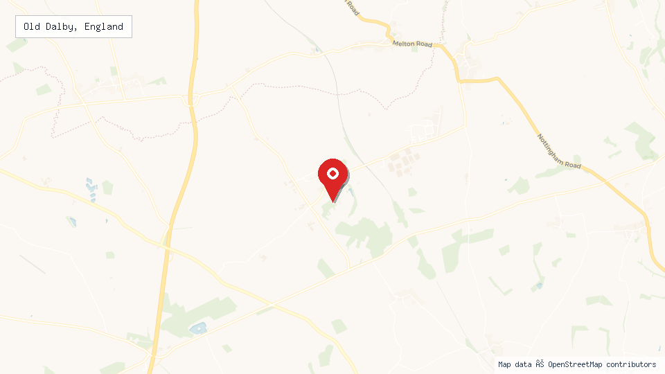 Street map of Old Dalby, England with location pin