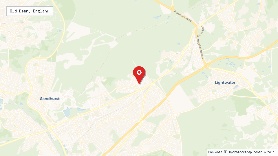 Street map of Old Dean, England with location pin