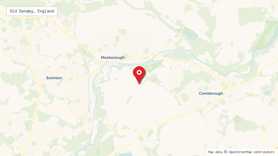 Street map of Old Denaby, England with location pin