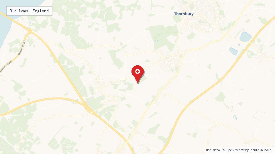 Street map of Old Down, England with location pin