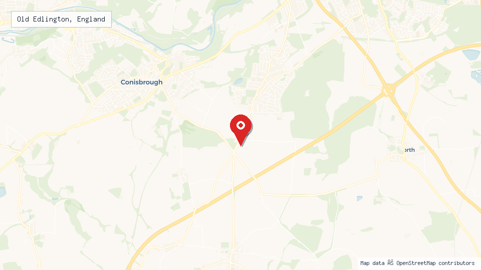 Street map of Old Edlington, England with location pin