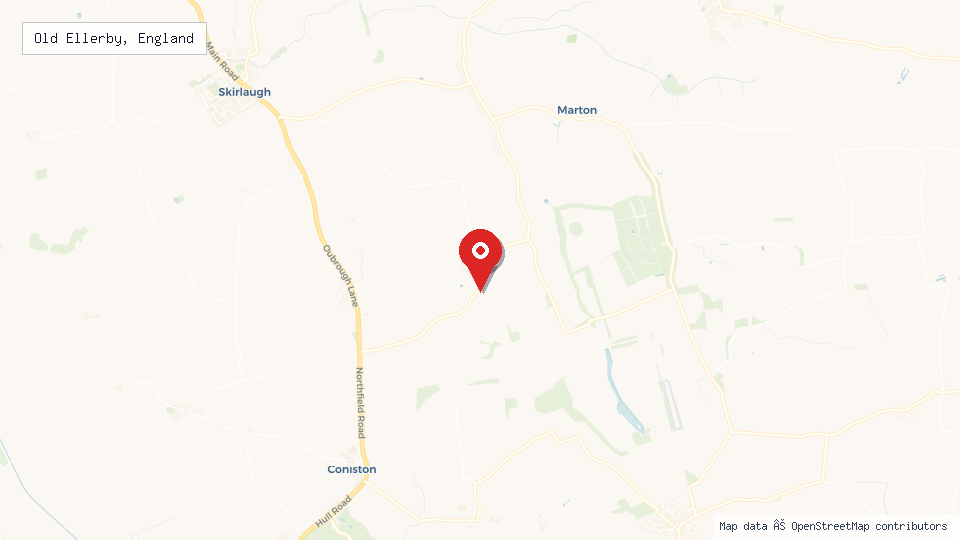 Street map of Old Ellerby, England with location pin