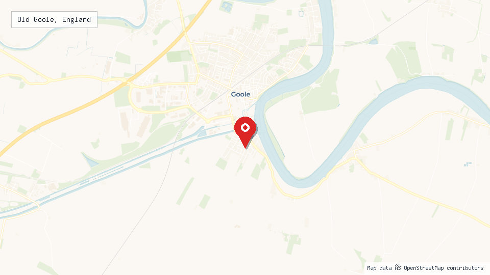 Street map of Old Goole, England with location pin