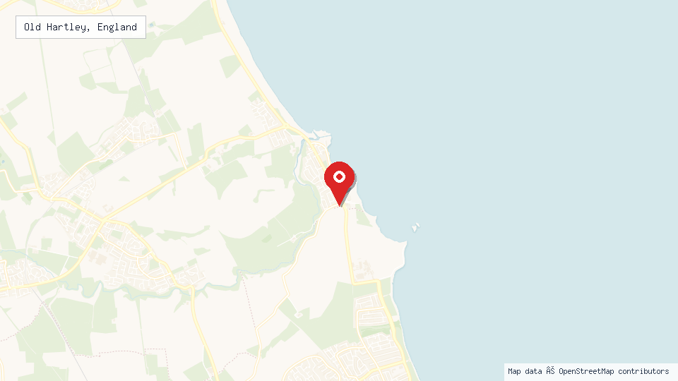 Street map of Old Hartley, England with location pin