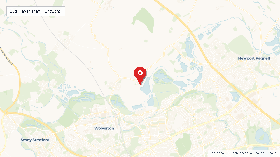 Street map of Old Haversham, England with location pin