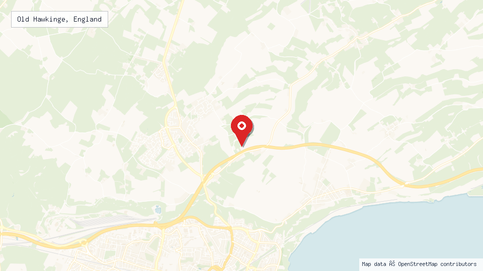 Street map of Old Hawkinge, England with location pin
