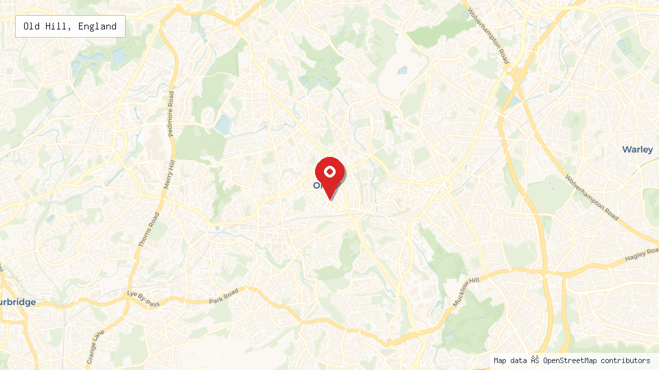 Street map of Old Hill, England with location pin