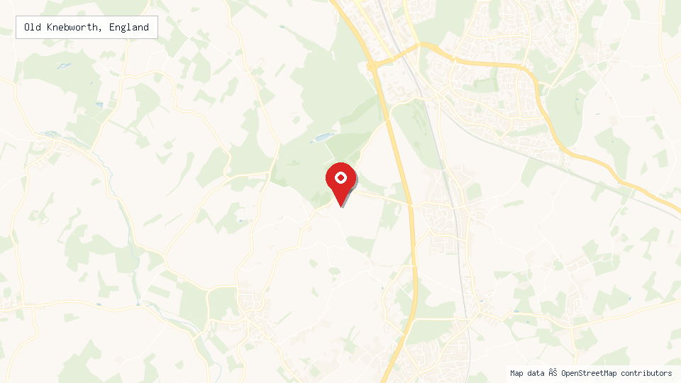 Street map of Old Knebworth, England with location pin