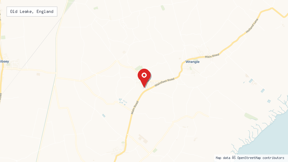 Street map of Old Leake, England with location pin