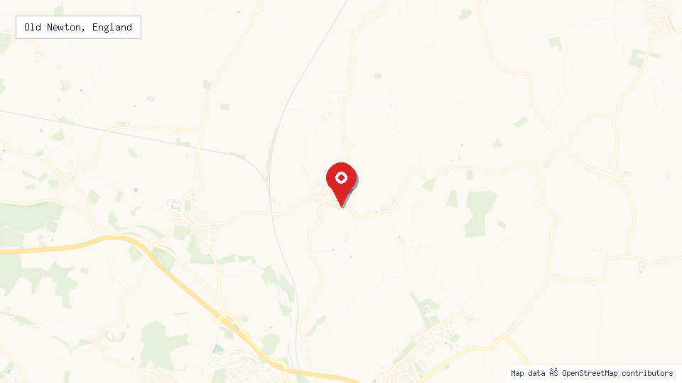 Street map of Old Newton, England with location pin