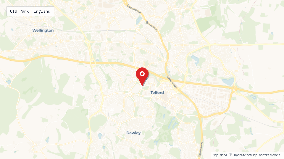 Street map of Old Park, England with location pin