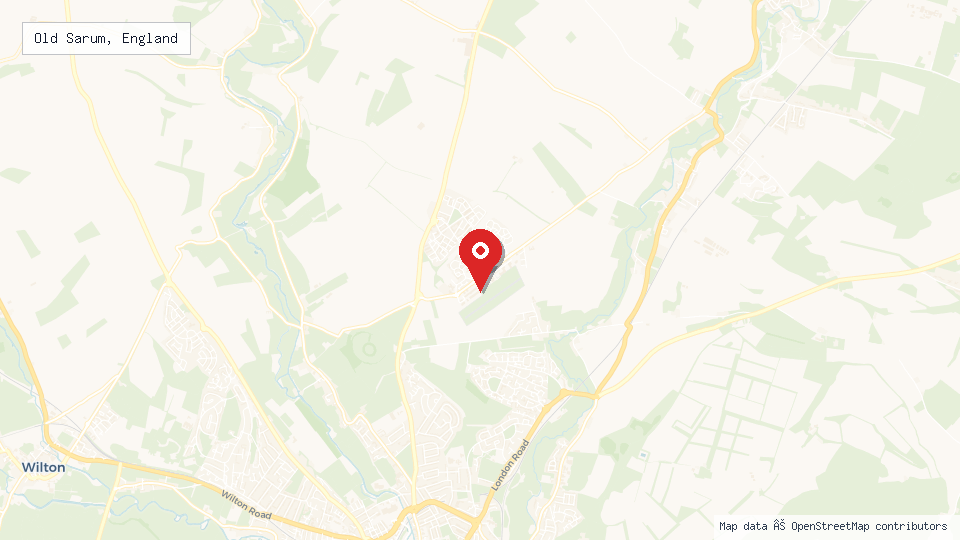 Street map of Old Sarum, England with location pin
