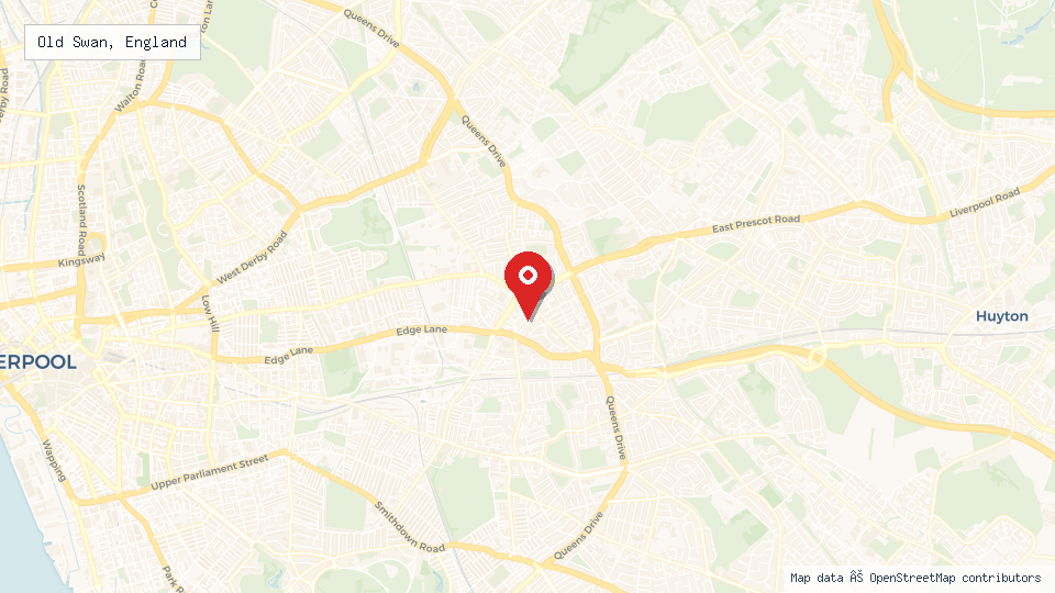 Street map of Old Swan, England with location pin