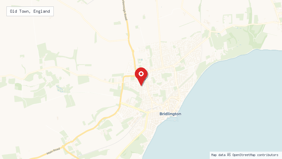 Street map of Old Town, England with location pin