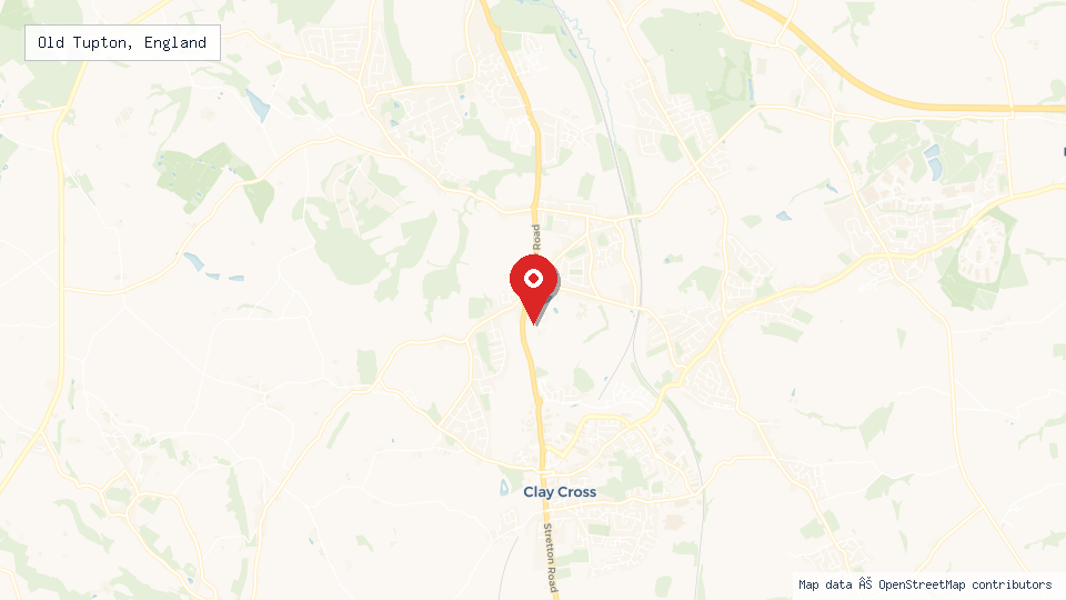 Street map of Old Tupton, England with location pin