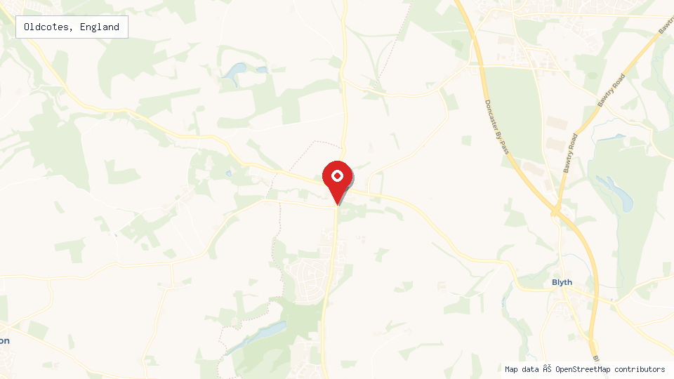 Street map of Oldcotes, England with location pin