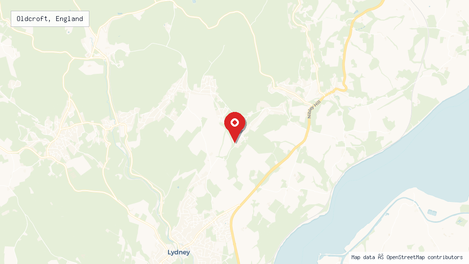 Street map of Oldcroft, England with location pin