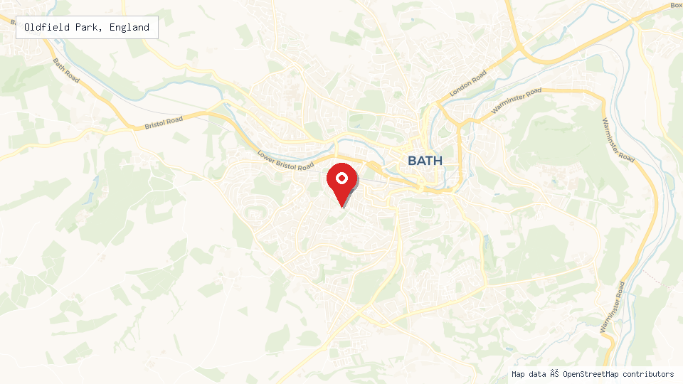 Street map of Oldfield Park, England with location pin