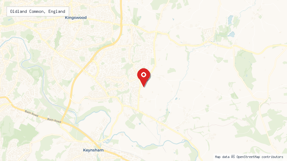 Street map of Oldland Common, England with location pin