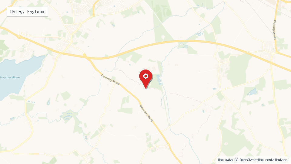 Street map of Onley, England with location pin