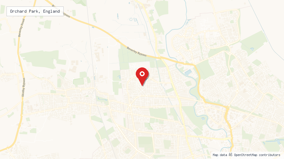 Street map of Orchard Park, England with location pin