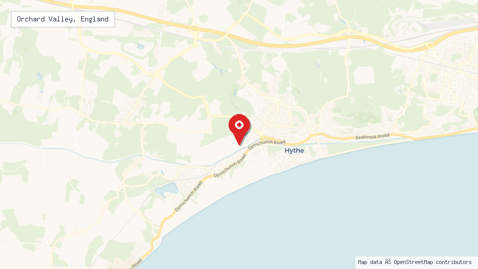 Street map of Orchard Valley, England with location pin